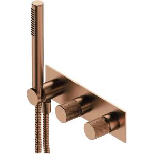 Omnires Вграден смесител за вана/душ Omnires Contour, четкана мед, с вградено тяло в комплекта (CT8035-1CPB)