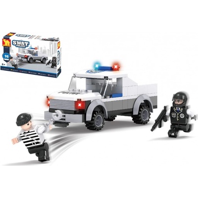 Stavebnice Dromader Swat auto policie 98 dílků v krabičce 19x13x5cm