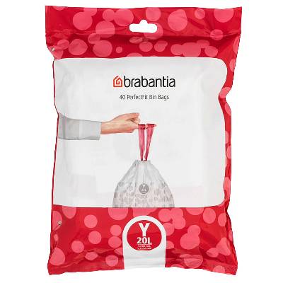 Торба за кош Brabantia - PerfectFit NewIcon N, размер Y, 20 l, 40 броя (1005490)