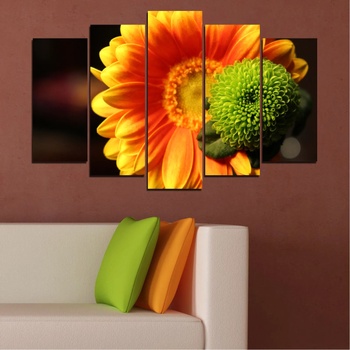 Vivid Home Декоративни панели Vivid Home от 5 части, Цветя, PVC, 160x100 см, Стандартна форма №0583