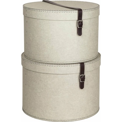 Bigso Béžové kartónové úložné boxy v súprave 2 ks s vekom 37,5 x 25 cm