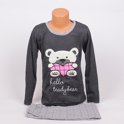 Детска пижама в два нюанса сиво с мече