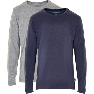 Minymo Детска блуза с дълъг ръкав Minymo Kid's Basic 34 -T-shirt L/S (2-pack) Longsleeve - Dark Navy - размер 116 (704-0628-0115)