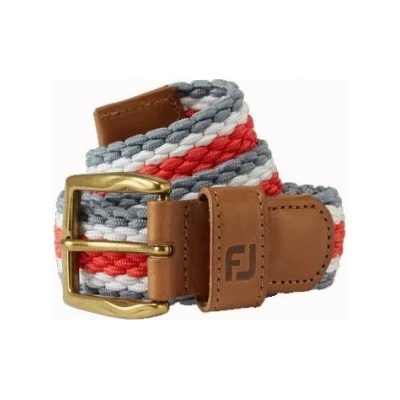 FootJoy Golfový pásek Striped Braided pánské Šedá/Červená