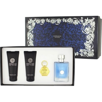 Versace Versace pour Homme Подаръчен комплект, Тоалетна вода 100ml + 100ml Афтършейв балсам + 100ml душ гел + ключодържател, мъже