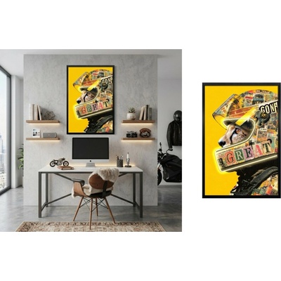 LED obraz s leopardom – motorkárska helma pop art dekorácia – 63 × 93 cm