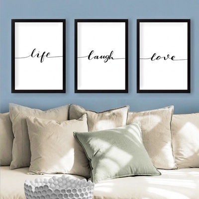 Wallity Dekorační obrázky LAUGH LIFE LOVE 24 cm