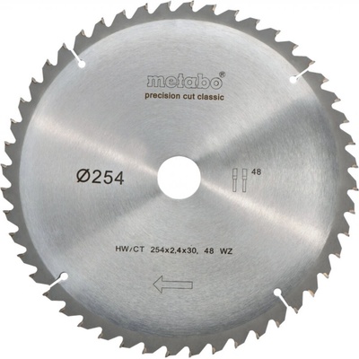 Metabo (Аccessories) Диск за циркуляр 254x2.4x30 mm - 48 зъба WZ, 5° neg (628061000)