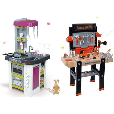Smoby set dielňa Black & Decker elektronická kuchynka s magickým bublaním Tefal Studio BBQ