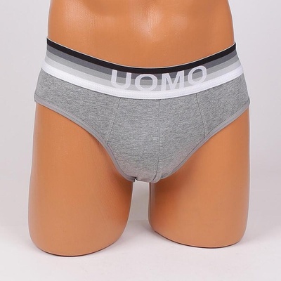 Мъжки слип в сиво с външен ластик и надпис