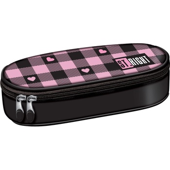 ST.RIGHT Овален ученически несесер St. Right Pink Checkered - С 1 цип (PC01)
