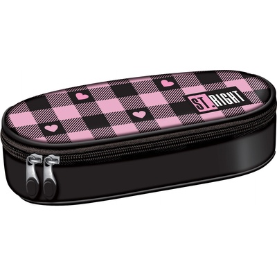 ST.RIGHT Овален ученически несесер St. Right Pink Checkered - С 1 цип (PC01)