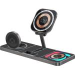 Promate Зарядна станция ProMate, AuraSlate-Trio 3-in-1 Slim Transparent Wireless Charging Station w/ 15W MagSafe Charger, 3W Apple Watch Charger and 5W Wireless Charger w/ RGB lighting (6959144065984)