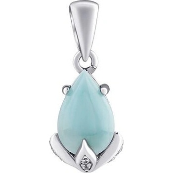 SILVEGO Strieborný prívesok Clarissa s pravým Larimarom a Brilliance Zirconia JJJ1267PLR