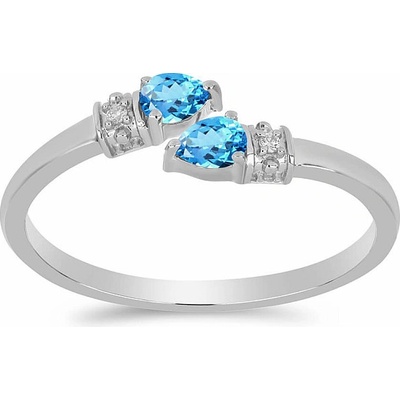 Nefertitis Prsten stříbrný se Swiss Blue topazem a zirkony 016430 SBT