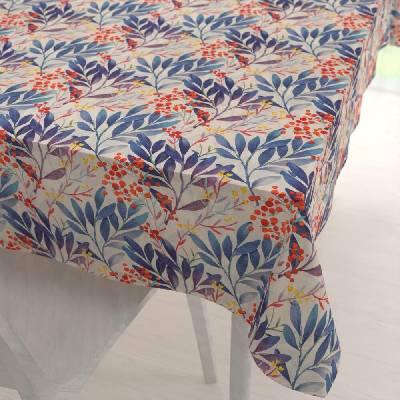 Biante Dekorační obdélníkový ubrus PML-067 Modré listy na krémovém 120x160 cm