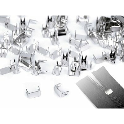 koncovka na zip, 3 mm, dolní, barva stříbrná - balení 10 g - 80 ks / ks
