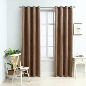 Pure Line Home Кадифени завеси в цвят бежов с метални халки, 2 бр. , 140 x 245 см - zalegloto - 76,08 лв