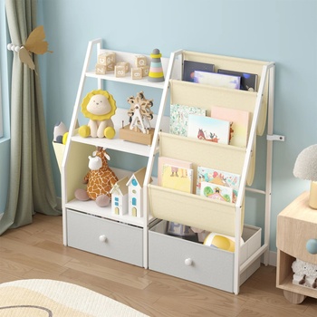 Pepita 3-етажна етажерка за книги и съхранение на играчки, бяло-кафява (TT-BC013)