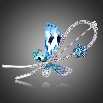Victoria Filippi brož Swarovski Elements Gianluca motýl B0085 Světle modrá
