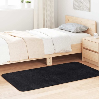 vidaXL Шаги килим с дълъг косъм, NAVARRA, черен, 80x150 см, полиестер (4102814)