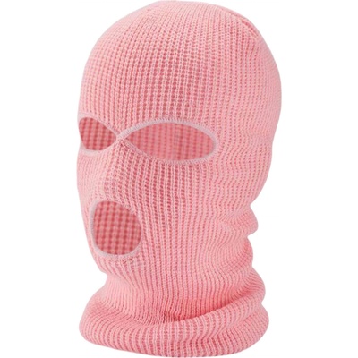 Balaclava Плетена балаклава маска за орално с 3 отвора (розова)