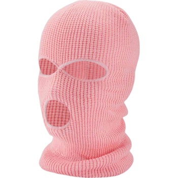 Balaclava Плетена балаклава маска за орално с 3 отвора (розова)