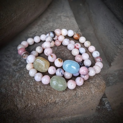 Katyba náramky opál a morganit 00406