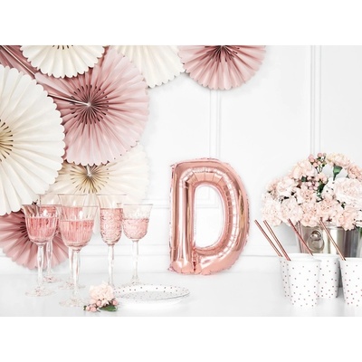 Party Deco FB2M D 019R Fóliový balón ružovo zlatý písmeno 35 cm D