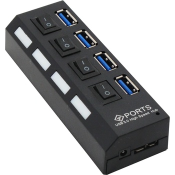 USB хъб No Brand, USB 3.0, 4 Порта, Черен - 12062 (12062)