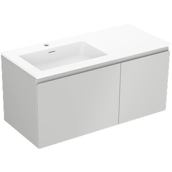 Mexen Orio шкаф за баня 100 см с мивка Otis ляв, 1S, 1D, сив мат/бял мат (91A13-10047-3-BBFF62-W18L01)