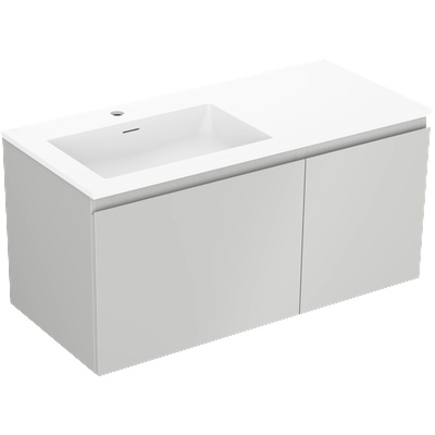 Mexen Orio шкаф за баня 100 см с мивка Otis ляв, 1S, 1D, сив мат/бял мат (91A13-10047-3-BBFF62-W18L01)