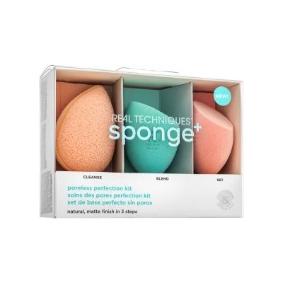 Real Techniques Sponge+ Poreless Perfection Kit 3pcs гъбичка за фон дьо тен