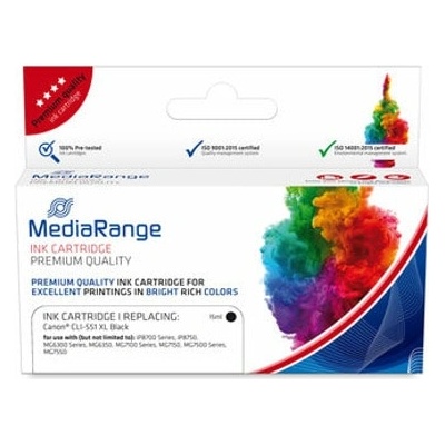 MediaRange Мастило за Canon Pixma iP8700/iP8750/MG6300/MG6350/MG7100/MG7150/MG7500/MG7550, Black - MRCC551BK - MediaRange - CLI-551 XL - Неоригинално, Заб. : 700 брой копия, 12.5 ml капацитет (MRCC551BK)