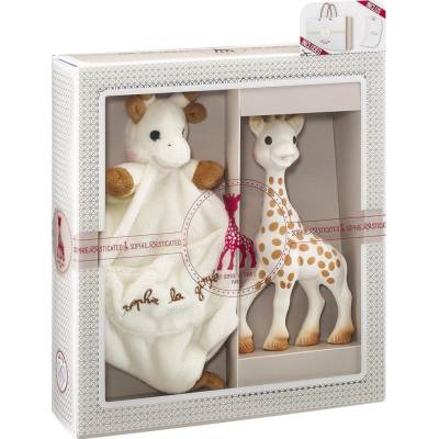 Sophie La Girafe Chrastítko béžové s plyšákem 18 cm