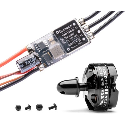 GRAUPNER Combo set Telemetrická regulace HOTT 20Amp SBEC + Ultra 2804-2300Kv pravotočivá CCW