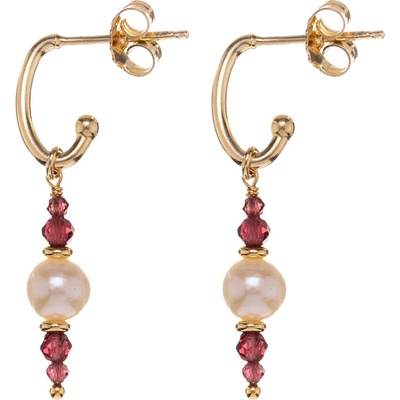 Alisia Visiace pozlátené náušnice s granátmi a pravými perlami AL5184.01.029