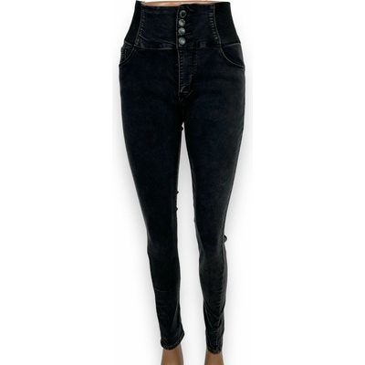 Dámske džínsy šede s vysokým pásom