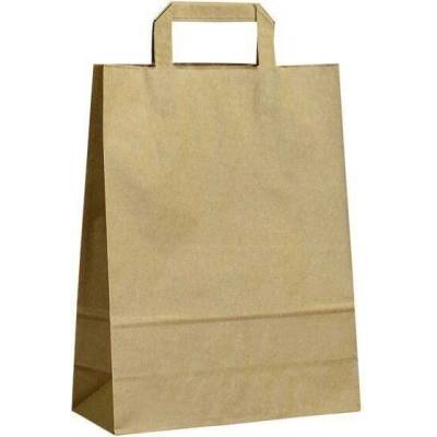 Papírová taška hnědá Topcraft 260x100x330 mm s plochým uchem