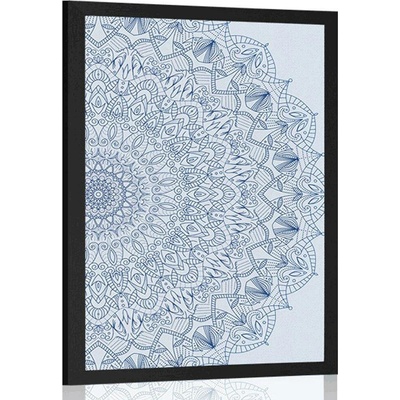Plakát detailní Mandala v modré barvě - 40x60 black