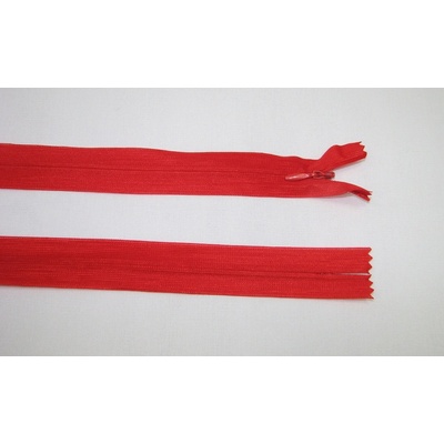 Zips krytý 3mm červený nedeliteľný 50cm dederon