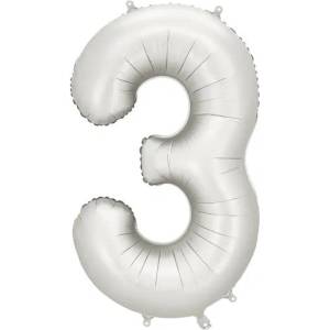 Party Deco Матиран Фолиев Балон Цифри Сребро 86 см - 3 (fb1s-3-018)