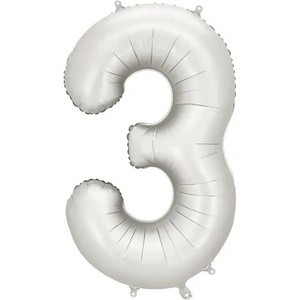 Party Deco Матиран Фолиев Балон Цифри Сребро 86 см - 3 (fb1s-3-018)