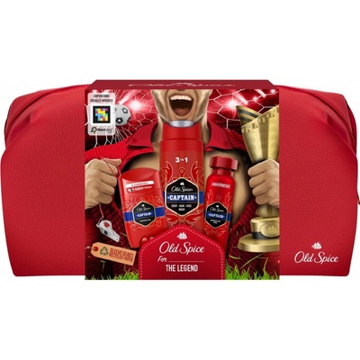 Old Spice Captain sada deostick 50 ml + sprchový gel 3v1 250 ml + deospray 150 ml + kosmetická taška