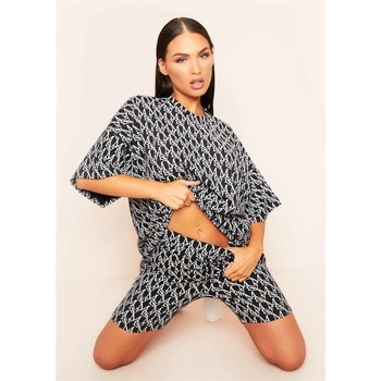 Image 1 of Missy Empire Къси панталони Missy Empire High Waist Missy Print Branded Cycle Shorts - Black