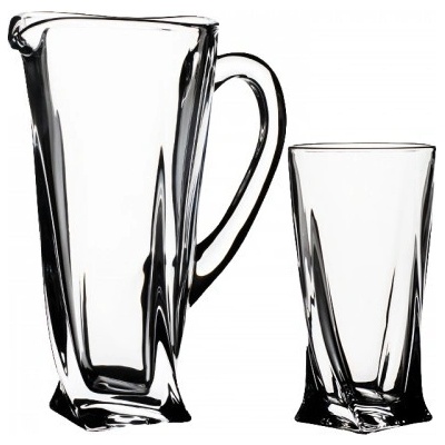 Crystalite Bohemia Quadro set sklenice a džbán 6+1 350 ml