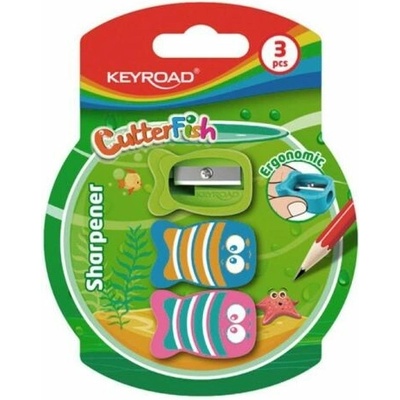 Strúhadlo KEYROAD CUTTER FISH plastové, blister 3 ks, mix farieb
