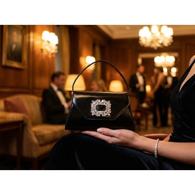 Bestini Noir Crystal Icon černá elegantní kabelka