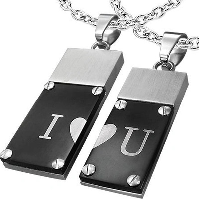 Šperky eshop Přívěsek z chirurgické oceli I Love you rozpůlené na polovinu G10.3