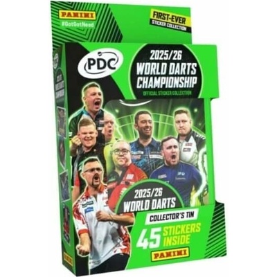 Panini 2025/26 PDC World Darts championship plechovka s nálepkami